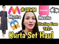 Meesho Haul | Myntra Haul | Kurta/Kurti Set Haul | Grwm Makeup #grwm #meeshokurtihaul #myntra #haul