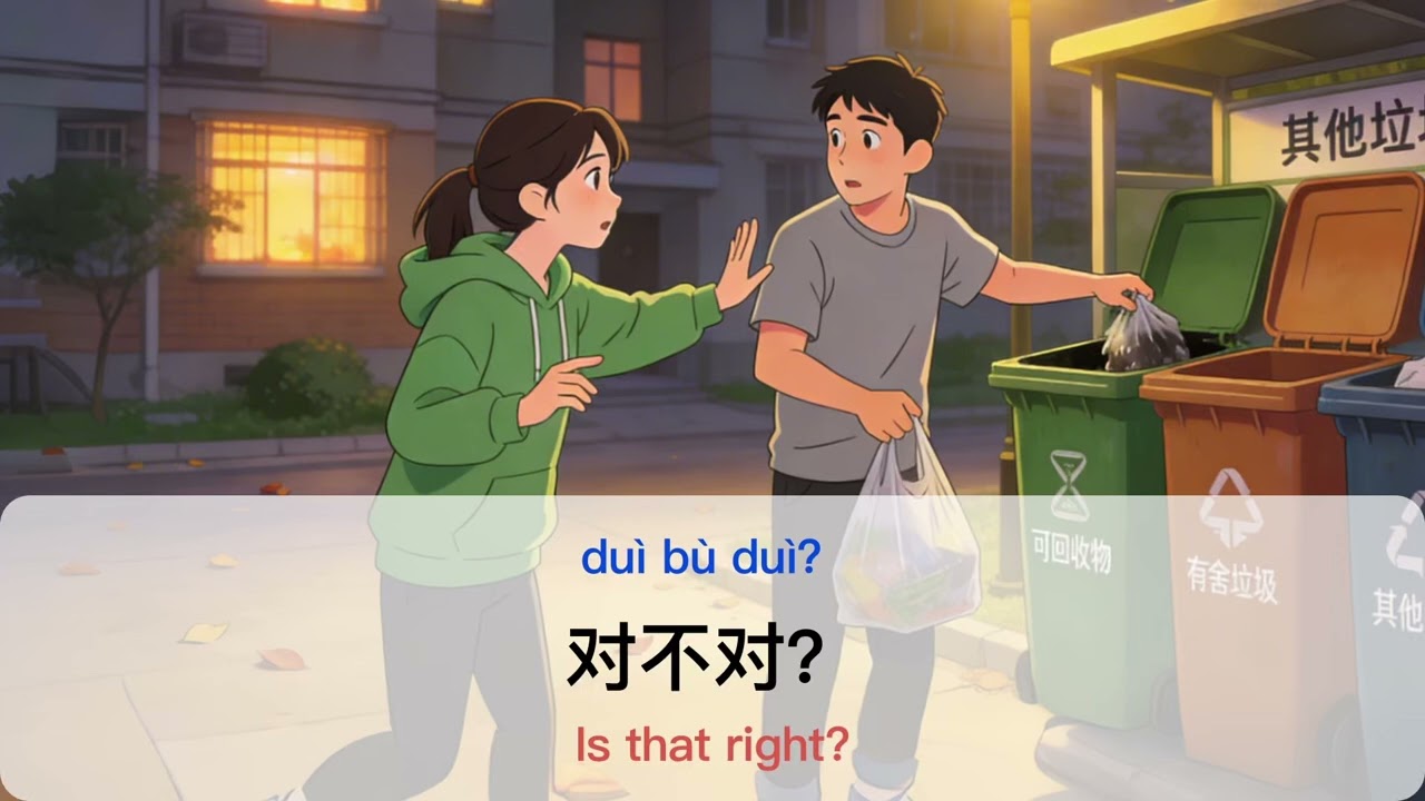 Chinese daily conversation Garbage classification with 3 subtitles regular speed loop3 11.3