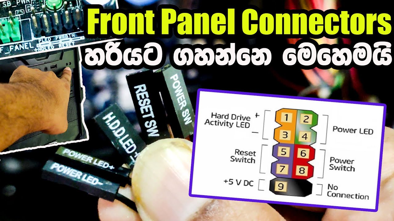 How to Connect Front Panel Connectors to Motherboard Sinhala Explain