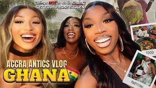 ACCRA ANTICS EP 1: GIRLS TRIP TO GHANA *phone got stolen* UPDATED MAKEUP ROUTINE &amp; CLUBBING TIL 7AM