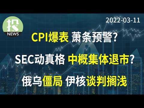 【2022-03-11】CPI再次上涨，市场惊魂未定！SEC动真格，中概面临退市风险？ 速递：俄乌进入僵局；伊朗核谈判被搁置；高盛宣布退出俄罗斯业务。