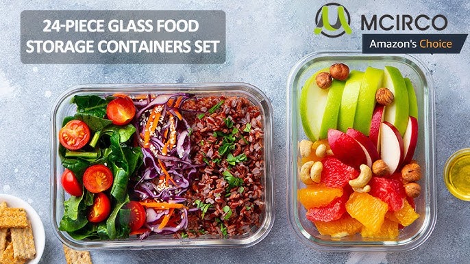 M MCIRCO 24-Piece Glass Food Storage Containers with Upgraded Snap Locking  Lids,Glass Meal Prep Containers Set - Airtight Lunch Containers, Microwave