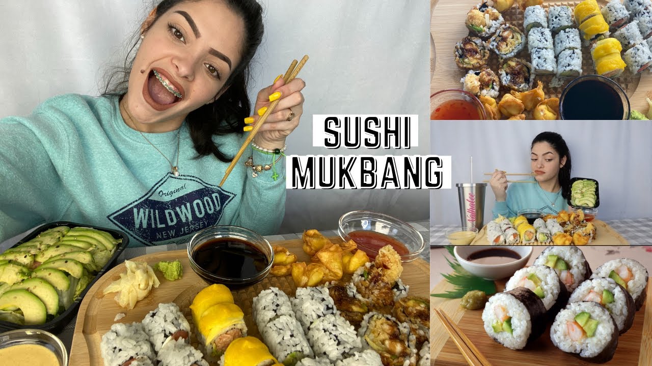 Sushi for the first time (Sushi Mukbang) - YouTube