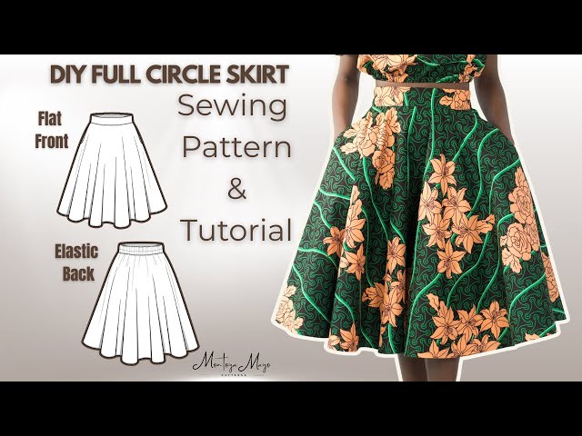 DIY Full Circle Skirt With Flat Front Elastic Back Waistband