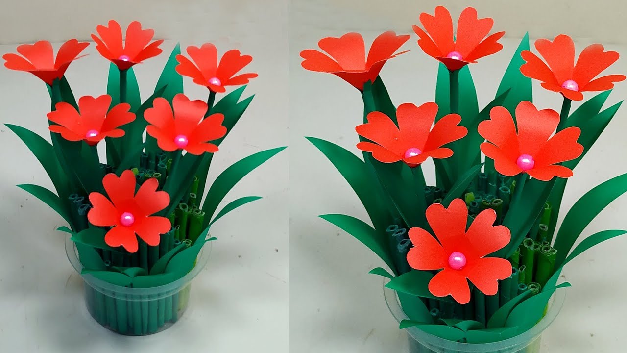DIY Easy Paper Flower Bouquet Tutorial Table Decoration Flower 