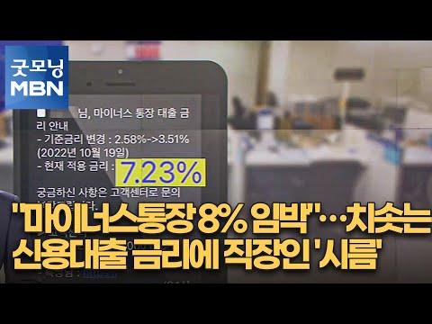 &amp;quot;마이너스통장 8% 임박&amp;quot;…치솟는 <strong>신용대출</strong> 금리에 <strong>직장인</strong> &amp;#39;시름&amp;#39; [굿모닝 MBN]