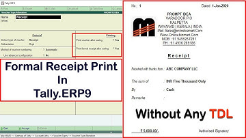 Updates !!! Formal Receipt Print In Tally.ERP9