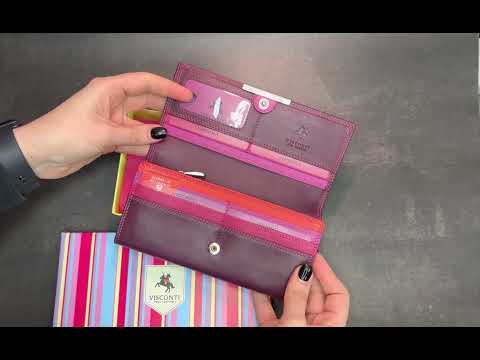 Сливовый кожаный кошелёк Visconti R11 PLUM M Paloma c RFID video