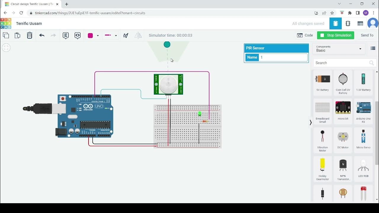 TinkerCad simulation of IR sensor with LED light using Arduino. - YouTube