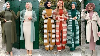استايلات تركيه?تنسيقات ملابس شتاء 2023/اجمل تشكيله ملابس خروج للمحجبات