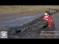 Muddy Wetlook Adventurous Girl Stuck in Deep Mud in Namilia Tactical Outfit & Shiny Leather Boots