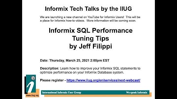 Informix TechTalk Informix SQL Performance Tuning Tips by Jeff Filippi