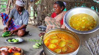 JHINGE VAPA & VEGETWBLE DAL CURRY cooking and eating by santali tribe couple