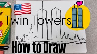 How to Draw Twin Towers - 9 / 11 Memorial Art Project for kids #mrschuettesart