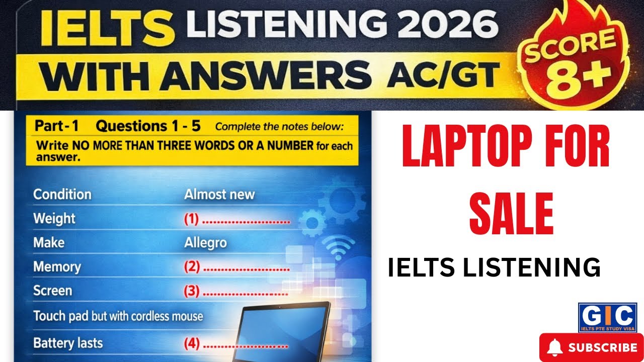 Практический тест IELTS по аудированию 2026 | Ноутбук в продаже | Заметки для самостоятельной раб...