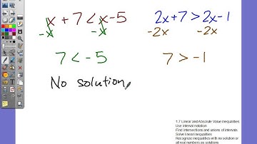 1.7 Linear and Absolute Value Inequalities - Recognize inequalities with no solution or all reals