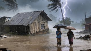 🔴LIVE Heavy rain and thunderstorms in rural Village||sleep on 5 minutes