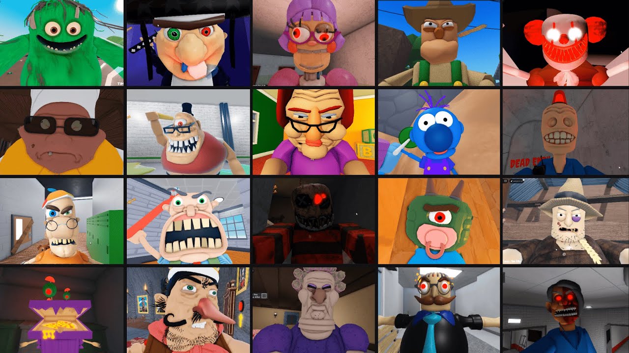 TRASH MONSTER OBBY, BABY BOBBY DAYCARE, PAPA PIZZA,  GRUMPY GRAN, BETTY'S NURSERY, ROBLOX JUMPSCARES