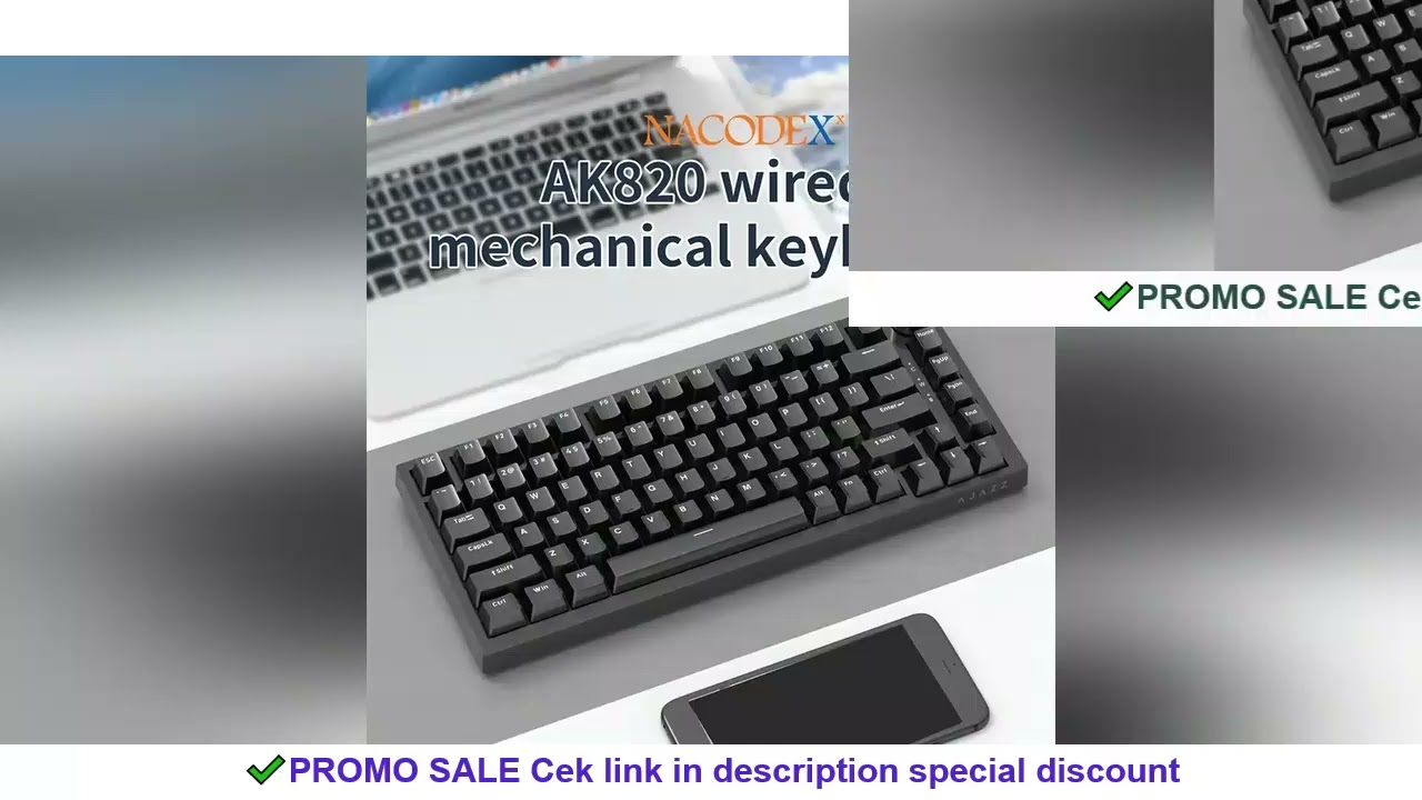 AJAZZ AK820 Wired With Rotary Volume Buttons Hot-Swappable Keys For Office And Home Mechanical Keybo