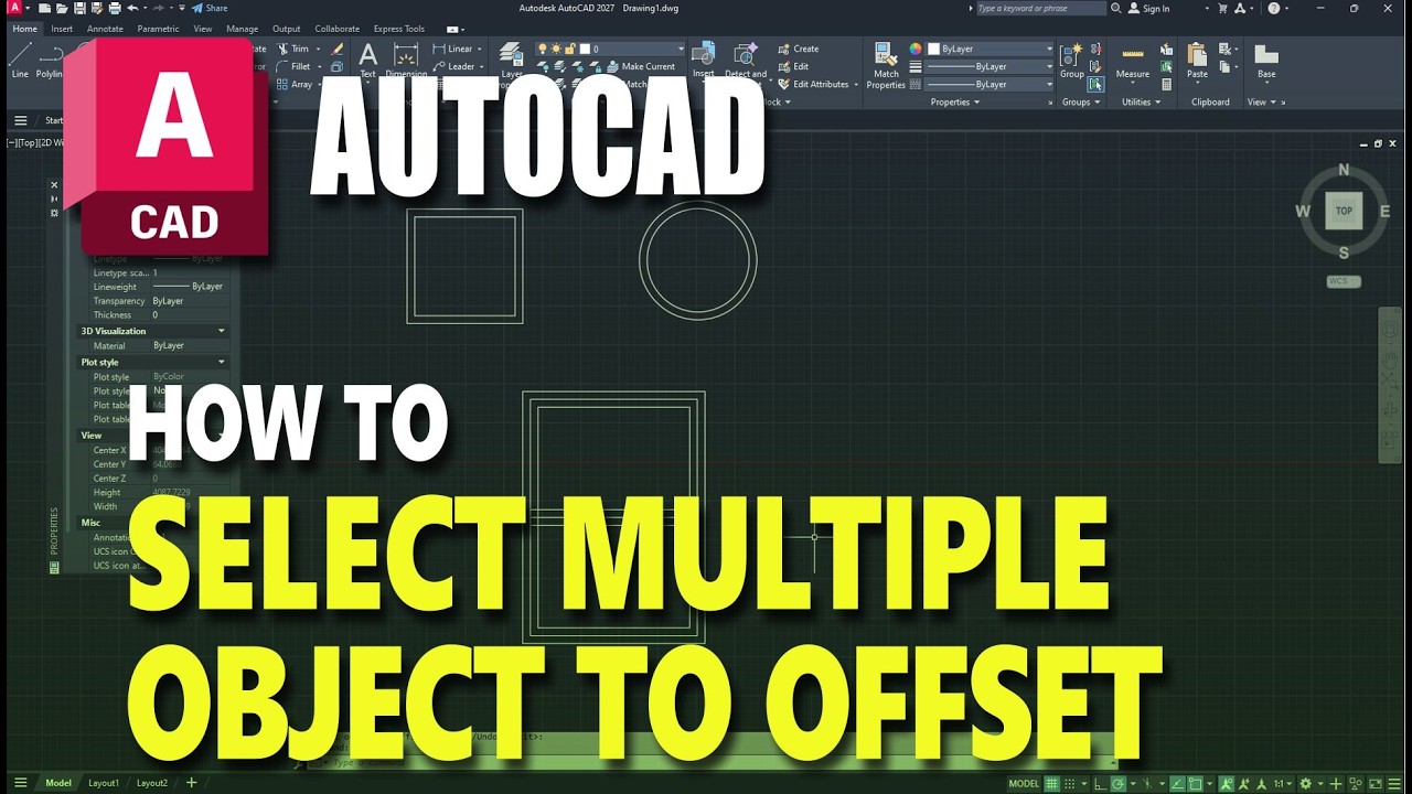 How To Select Multiple Objects To Offset In AutoCAD - YouTube
