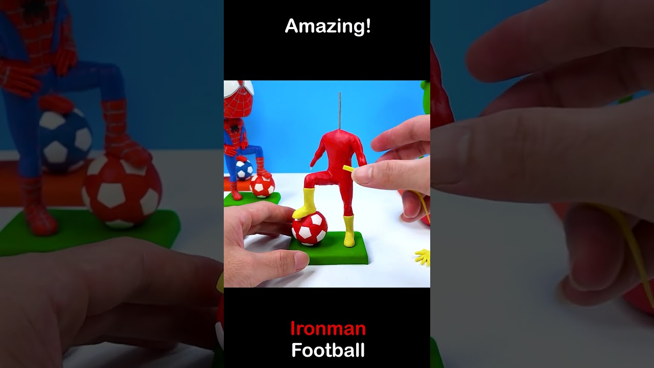 Making Ironman Superhero Play Football with Polymer Clay #Short