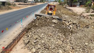 Skills Operator Work In Step2 Clutter​ Debris On Foundation Road With Komatsu Dozer Heavy Truck Dump