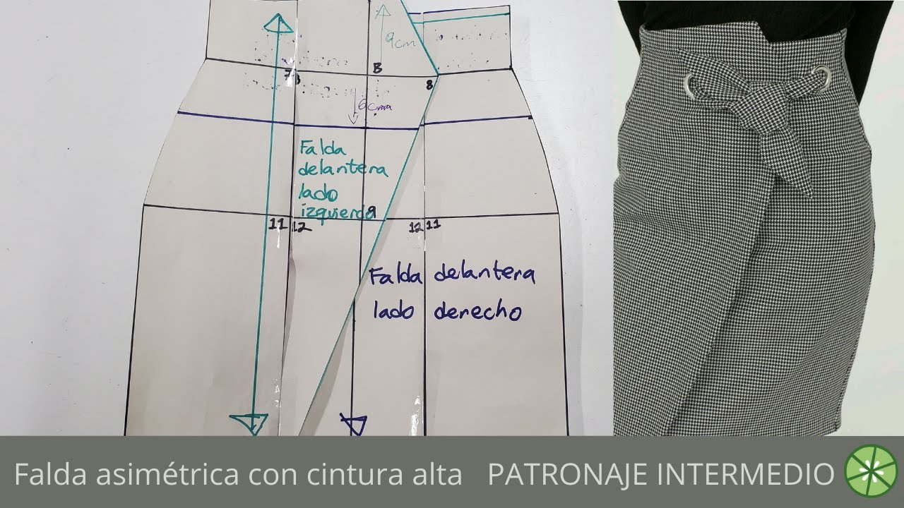 Falda asimétrica con cintura alta ✂️ PATRONAJE INTERMEDIO - YouTube