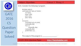 GATE 2016 CS Q15 - Consider the following C program. The output of the program is _________