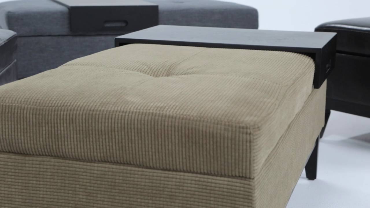 Simpli Home Oregon Rectangular Storage Ottoman Bench With Tray