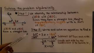 7th Grade Math 8.4c, Angle Pairs and Two-Step Equations