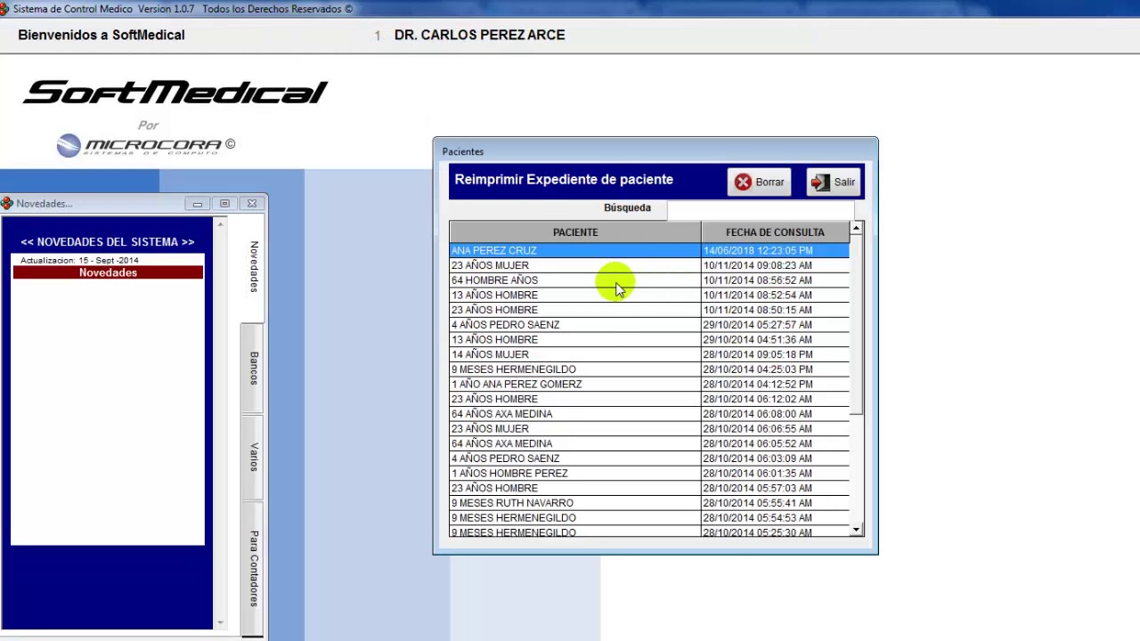 Softmedical, Sistema para control medico - Microcora