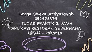 Tugas Praktik 2 Pemrograman Java | Program Aplikasi Restoran Sederhana