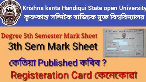 Kkhsou 5th Sem Mark Sheet ll 3th Sem Marksheet Published Information ll  Degree 6 sem Register Card