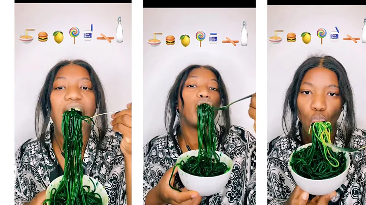 green spaghetti asmr emojis challenge candy burger