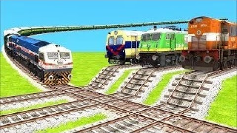 6 2 TRAINS CROSSING ON BUMPY FORKED RAILROAD CROSSING | Train Simulator 2022 #railroad wdm3