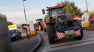 Massey Ferguson Tractors fuelling up Ollerton roundabout ploughing show