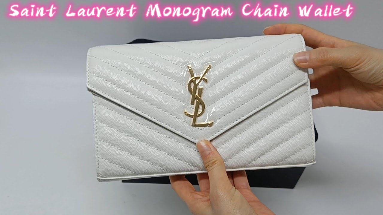 Real vs Fake Saint Laurent Monogram Chain Wallet (WOC) Calfskin Leather  Grain Finish 