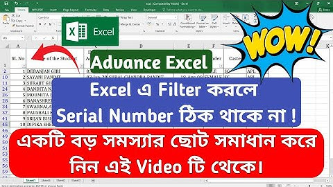 Excel এ Filter করলে Serial Number ঠিক থাকে না ! How to write automatic serial number?