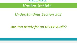 Understanding Section 503  Are you ready for an OFCCP Audit
