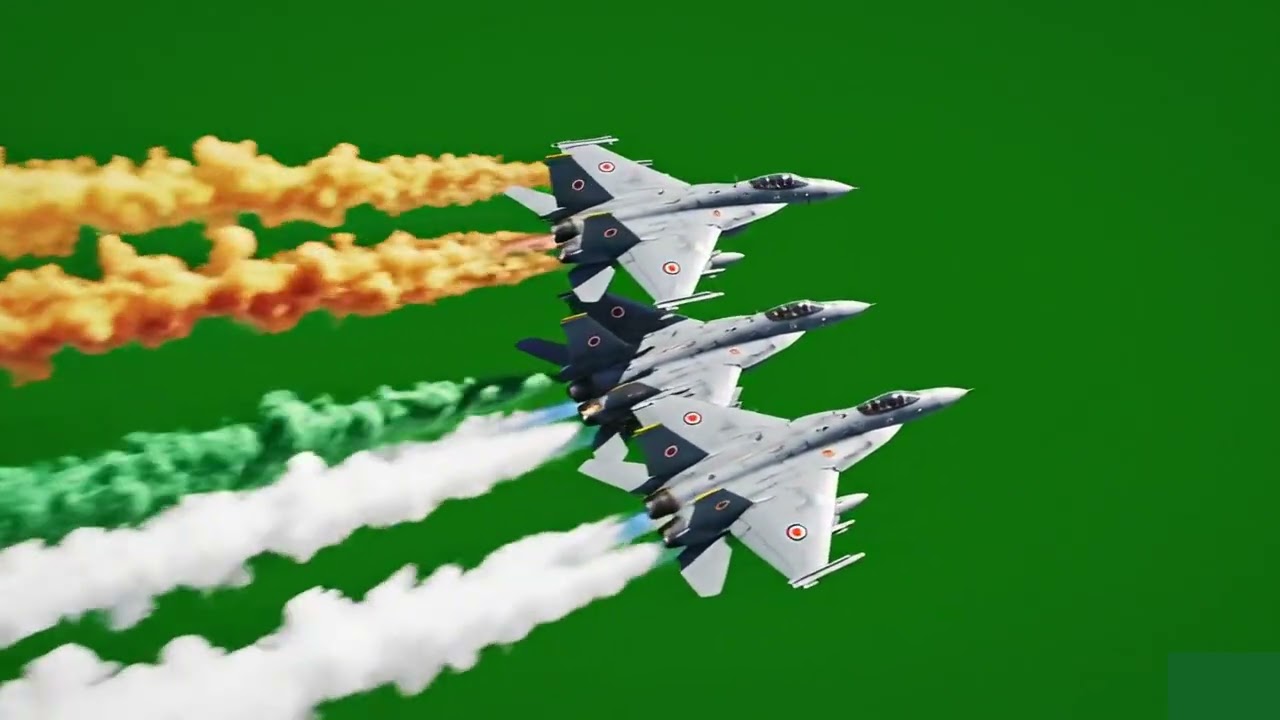 FREE No Copyright Green Screen Indian Air Force Tri-Color Smoke 🇮🇳✈️ | Cinematic Overlay | 4K Video