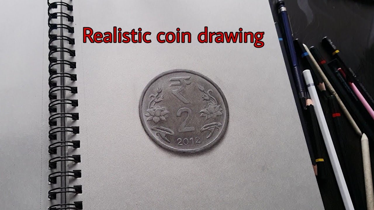 How to draw a realistic coin / Charcoal drawing - YouTube