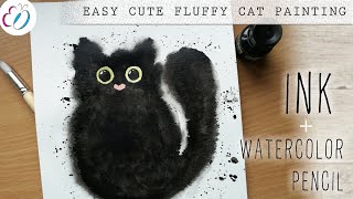 INK CAT PAINTING TUTORIAL | Easy step by step tutorial