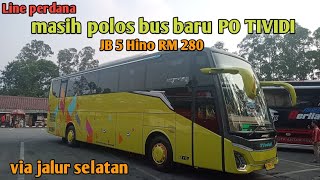 Bus baru TIVIDI jb5 chasis HINO RM 280 ABS,Poris Jogja via selatan