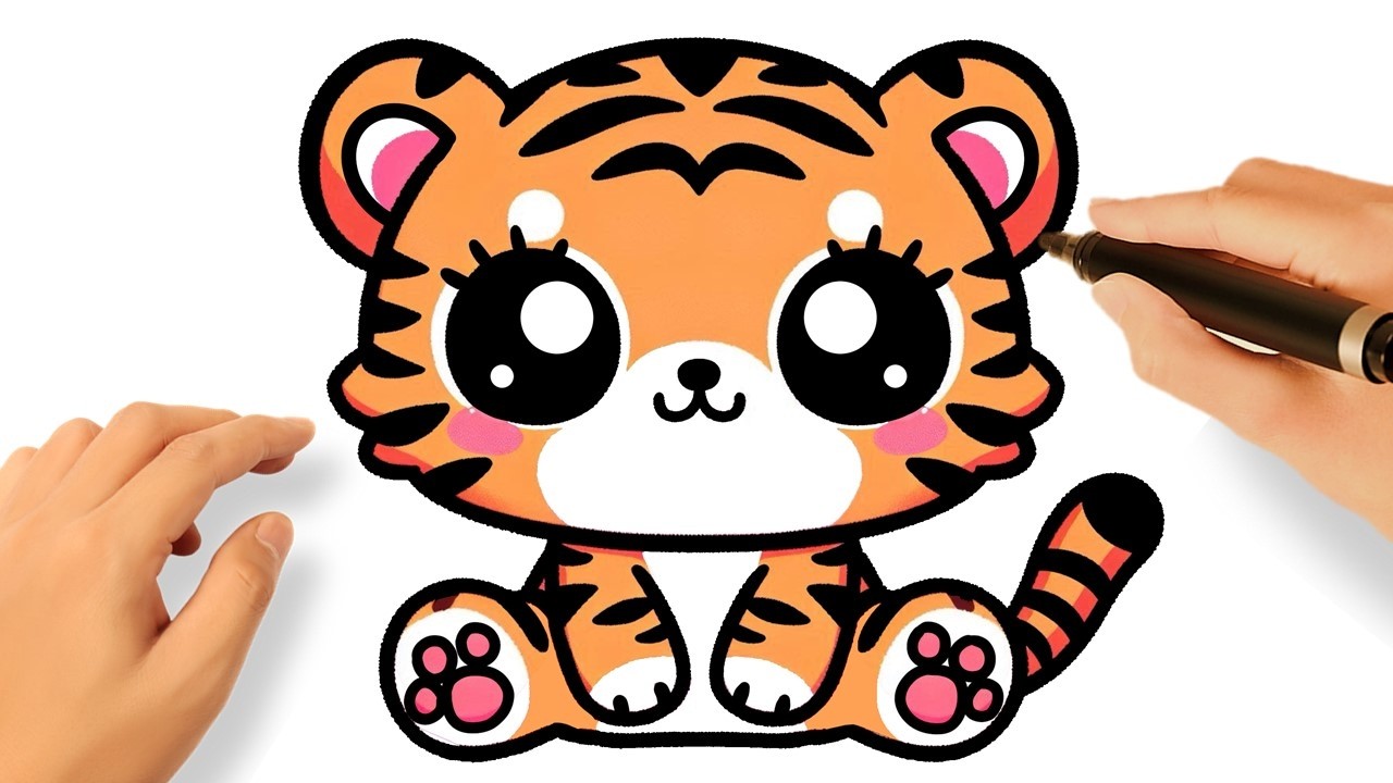Tiger vector. cute animal face design for kids 13156004 Vector Art at  Vecteezy, image size:1280x720