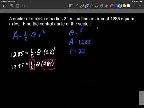 Video: Hur hittar man den centrala vinkeln givet arean och radien för en sektor?