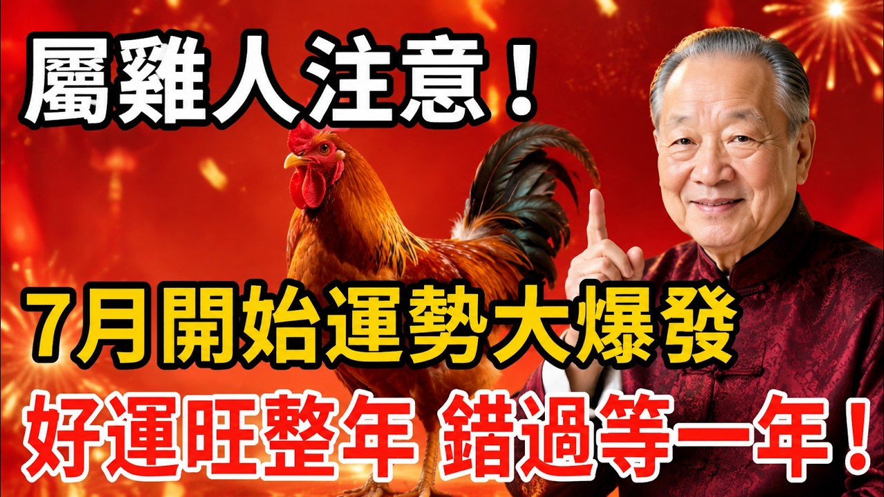 属鸡人2026「先苦后甜」!熬过上半年,7月迎「三大喜事」,贵人自动上门,财库大开,再不看就晚了! #属鸡2026 #属鸡运势 #2026年运势 #七月运势 #天乙贵人 #偏财运势 #属鸡下半年运势 縮圖