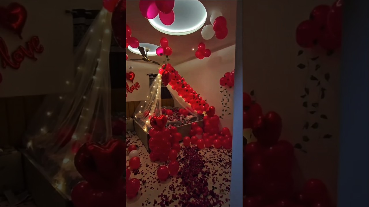 Romantic First Night Room Decoration Ideas At Home | Wedding Night Room Decoration Ideas At Home |