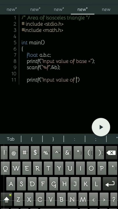 Area of Isosceles triangle in C programming language #coading #trending ...
