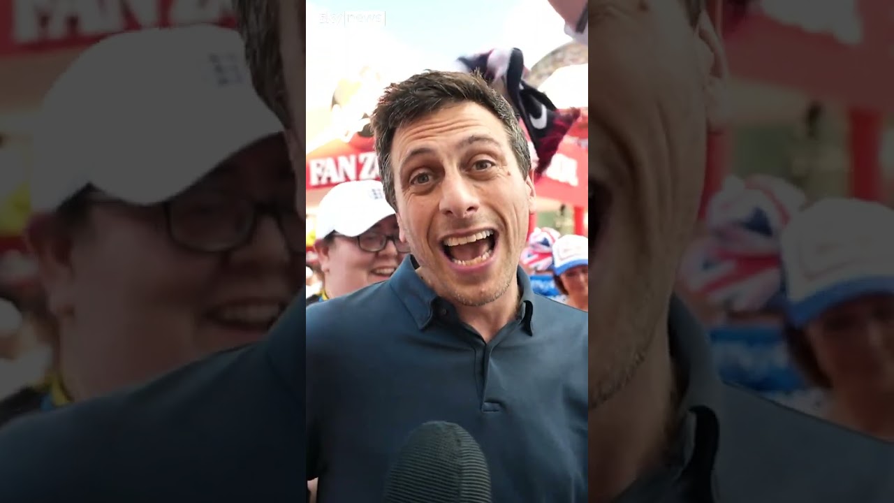 'It's coming home!': Sky reporter mobbed by England fans