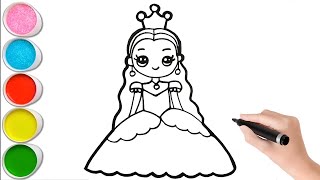 Güzel Prenses Çizimi, Prenses Nasıl Çizilir, Kolay Prenses Boyama, Sevimli Prenses Çizim Ve Boyaması